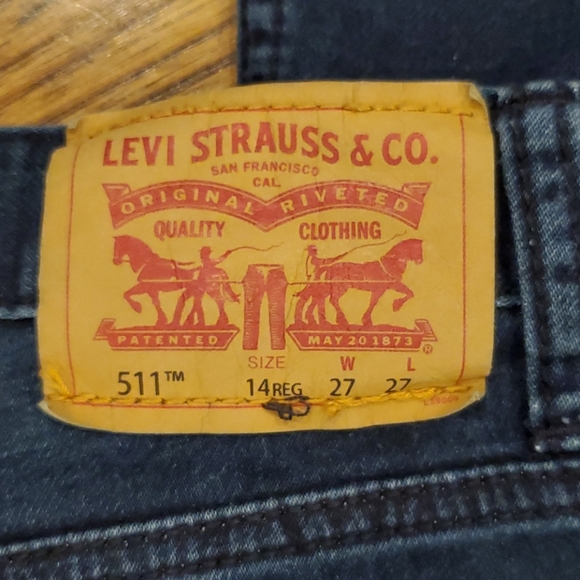 Boys Levi's 511 slim dark wash jeans size 14 27/27 - Picture 3 of 4